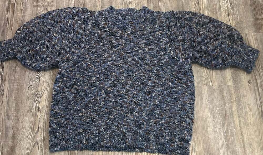 FRNCH Paris Blue Speckled Knit Crewneck Sweater
